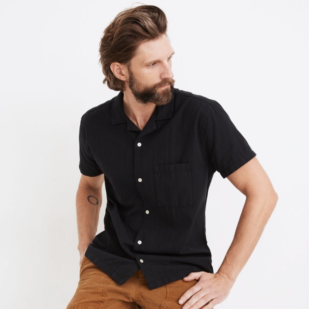 Madewell Camp Shirt Black Large